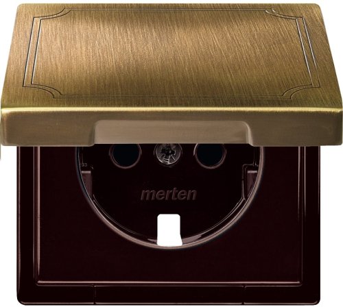 Лицевая панель Schneider Electric Merten Antique для 1-м. розетки 220Вт с крышкой античная латунь картинка